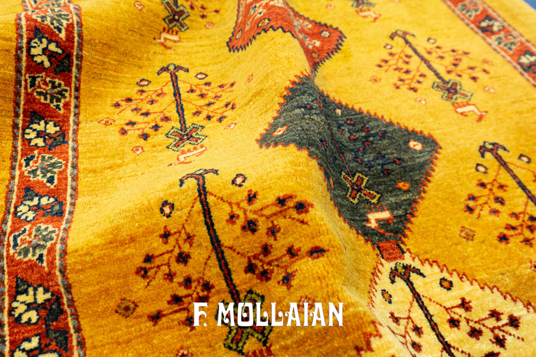Hand-Knotted Yellowish Persian Kashkuli Rug (205×83 cm)