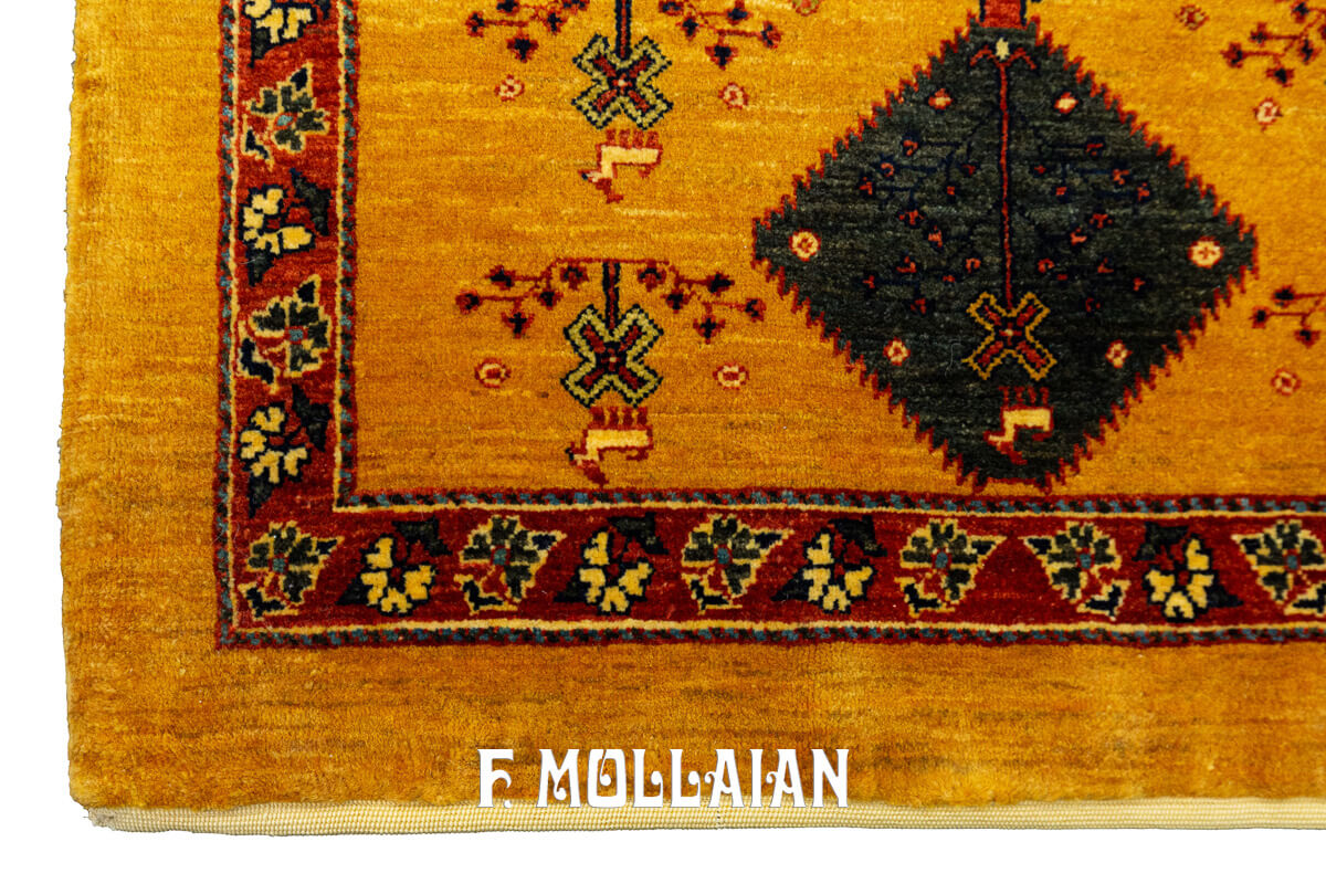 Hand-Knotted Yellowish Persian Kashkuli Rug (205×83 cm)