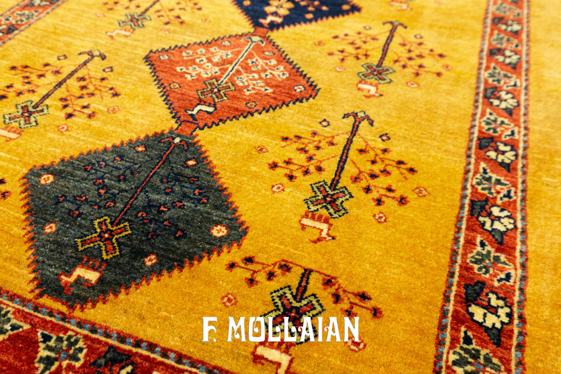 Hand-Knotted Yellowish Persian Kashkuli Rug (205×83 cm)