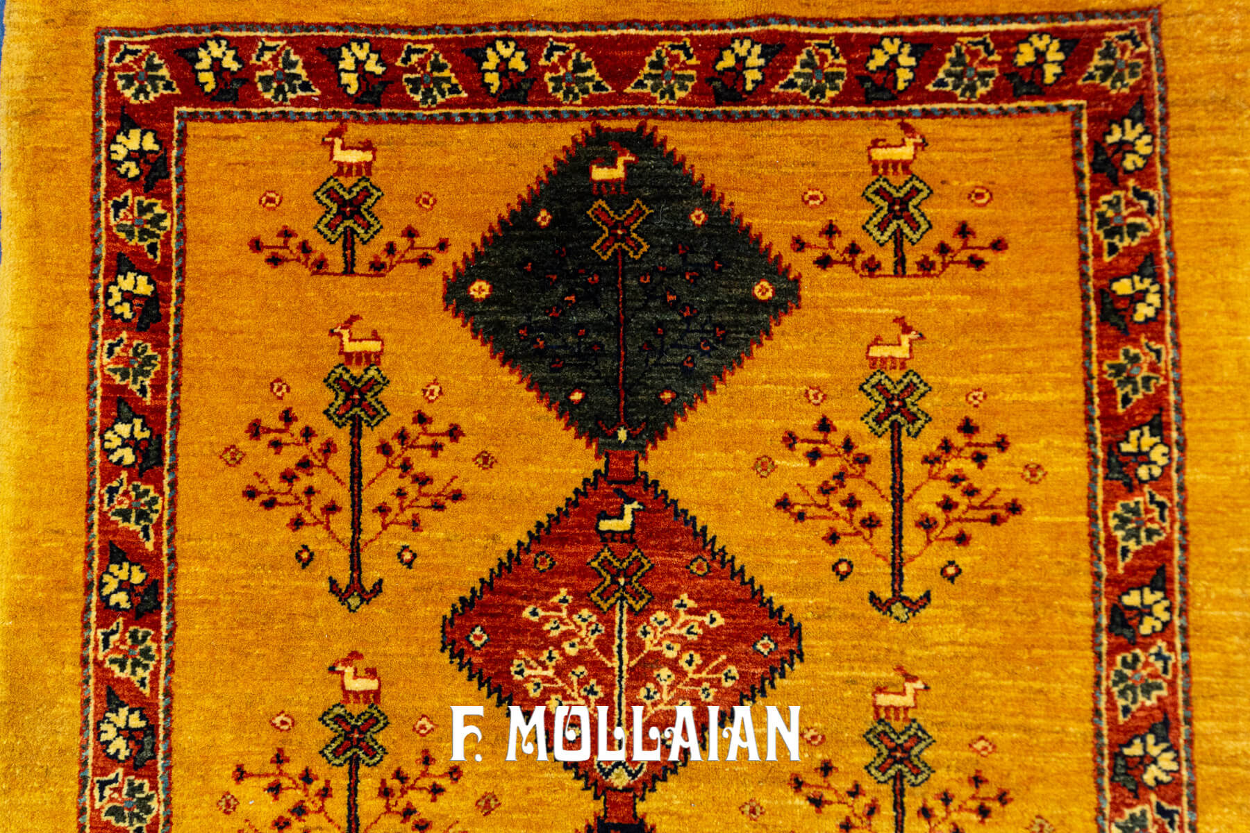 Hand-Knotted Yellowish Persian Kashkuli Rug (205×83 cm)