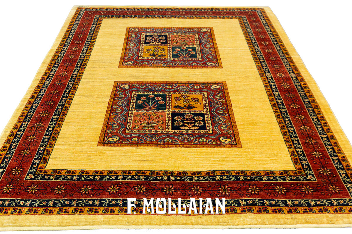 Modern/Vintage Design Hand-Knotted Persian Kashkuli Rug (179×145 cm)