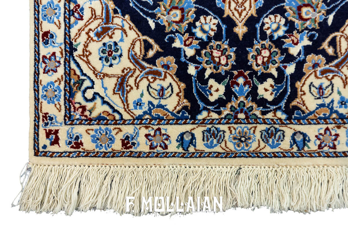 Tappeto Misto seta annodato a mano per corridoio Persiano Nain 6La Extra Fine (148×48 cm)