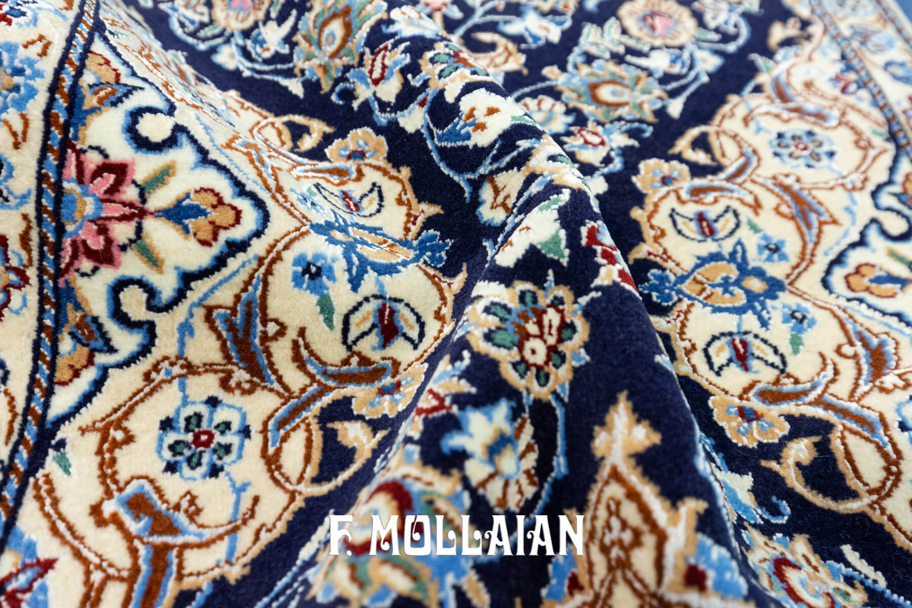 Tappeto Misto seta annodato a mano per corridoio Persiano Nain 6La Extra Fine (148×48 cm)