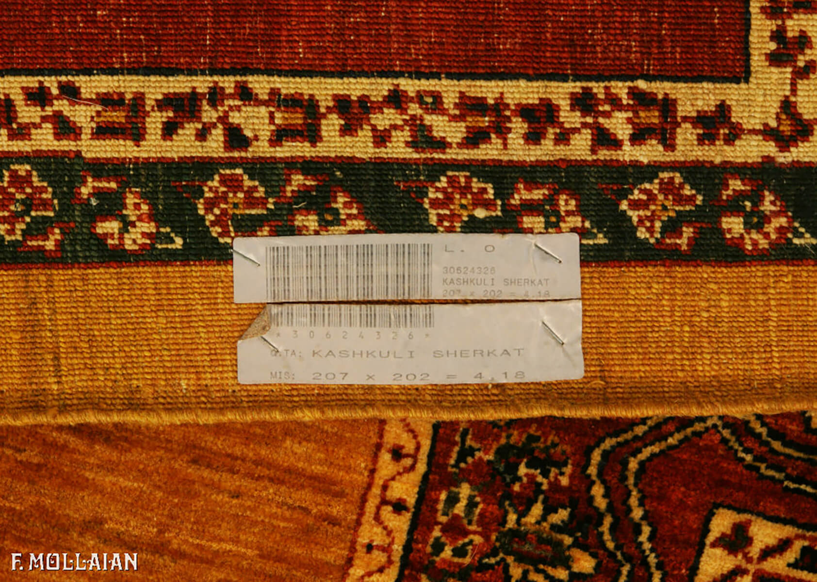 Persian Kashkuli Sherkat Rug (207×202 cm)