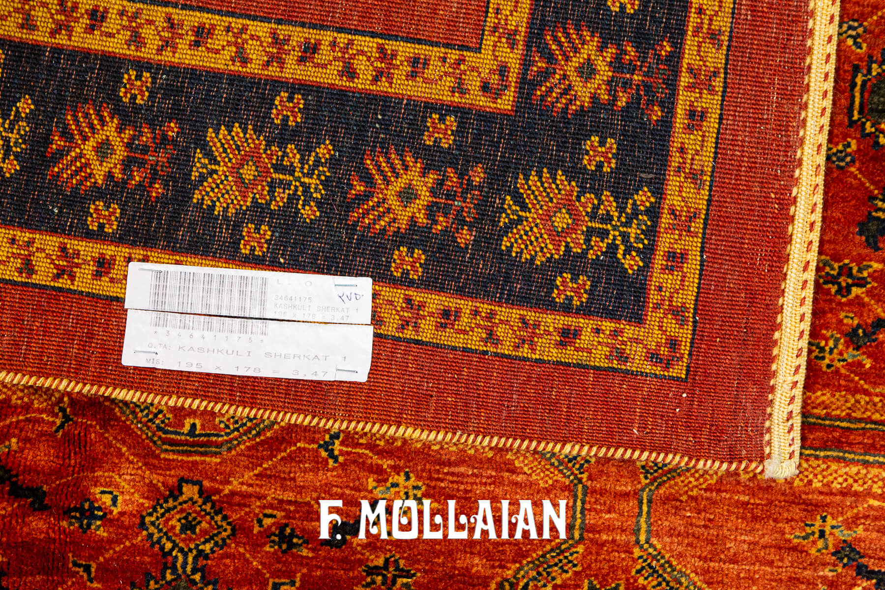 New Hand-Knotted Persian Kashkuli Sherkat Rug (195×178 cm)