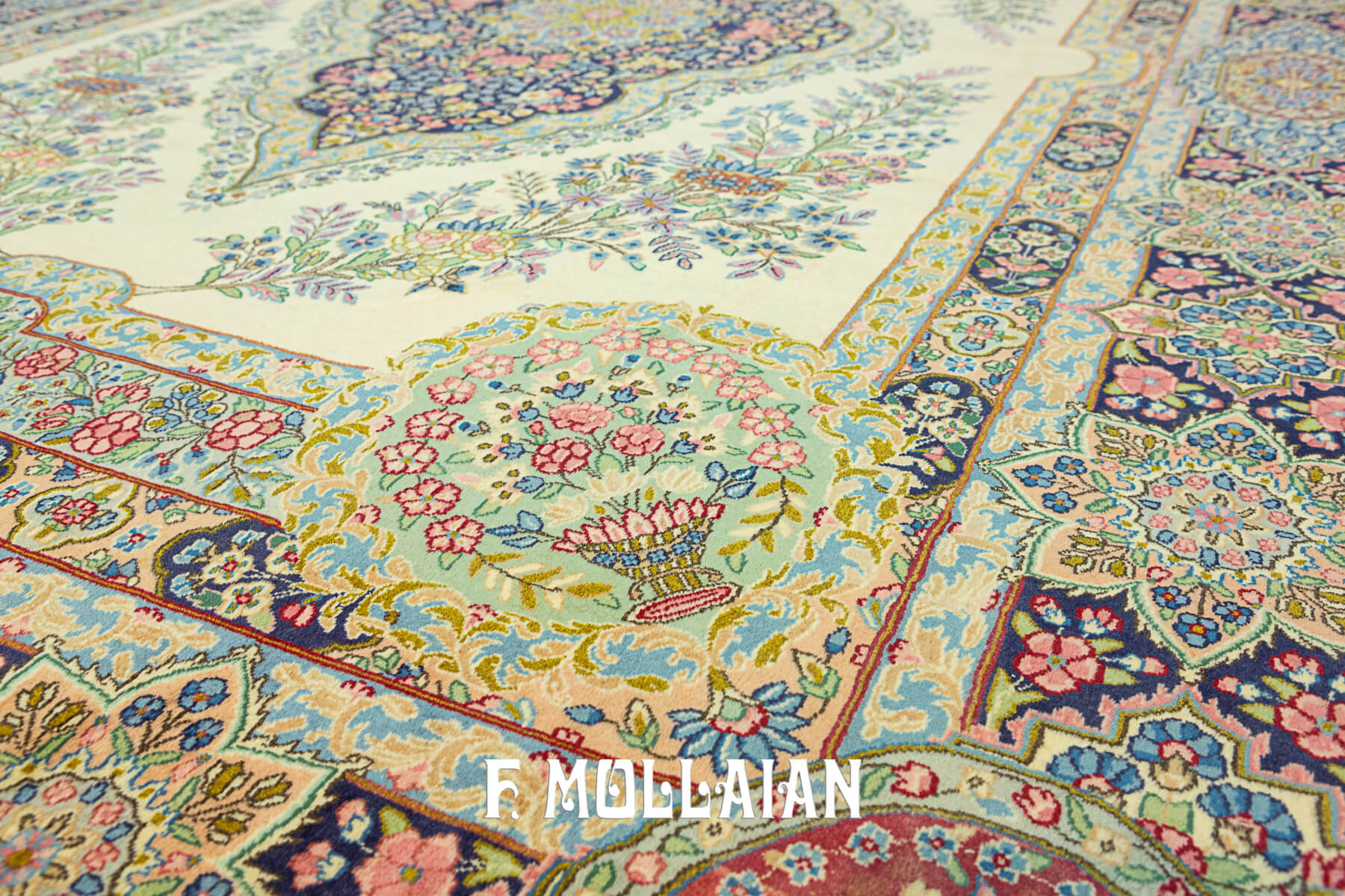 Extra fine Hand-knotted Persian Kerman Sherkat Carpet (295×200 cm)