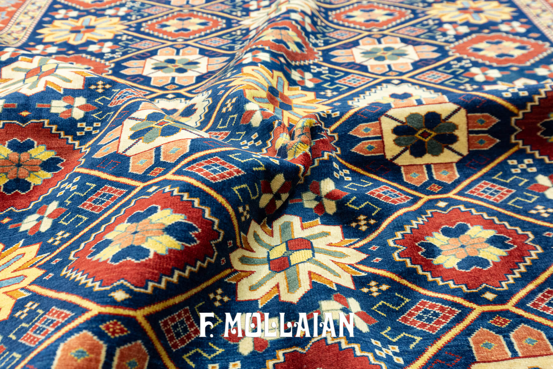 Tappeto Yadan All-over Annodato a Mano Sfondo blu (200×147 cm)