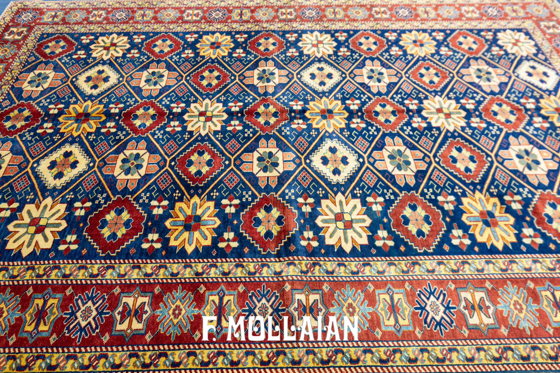 Tappeto Yadan All-over Annodato a Mano Sfondo blu (200×147 cm)