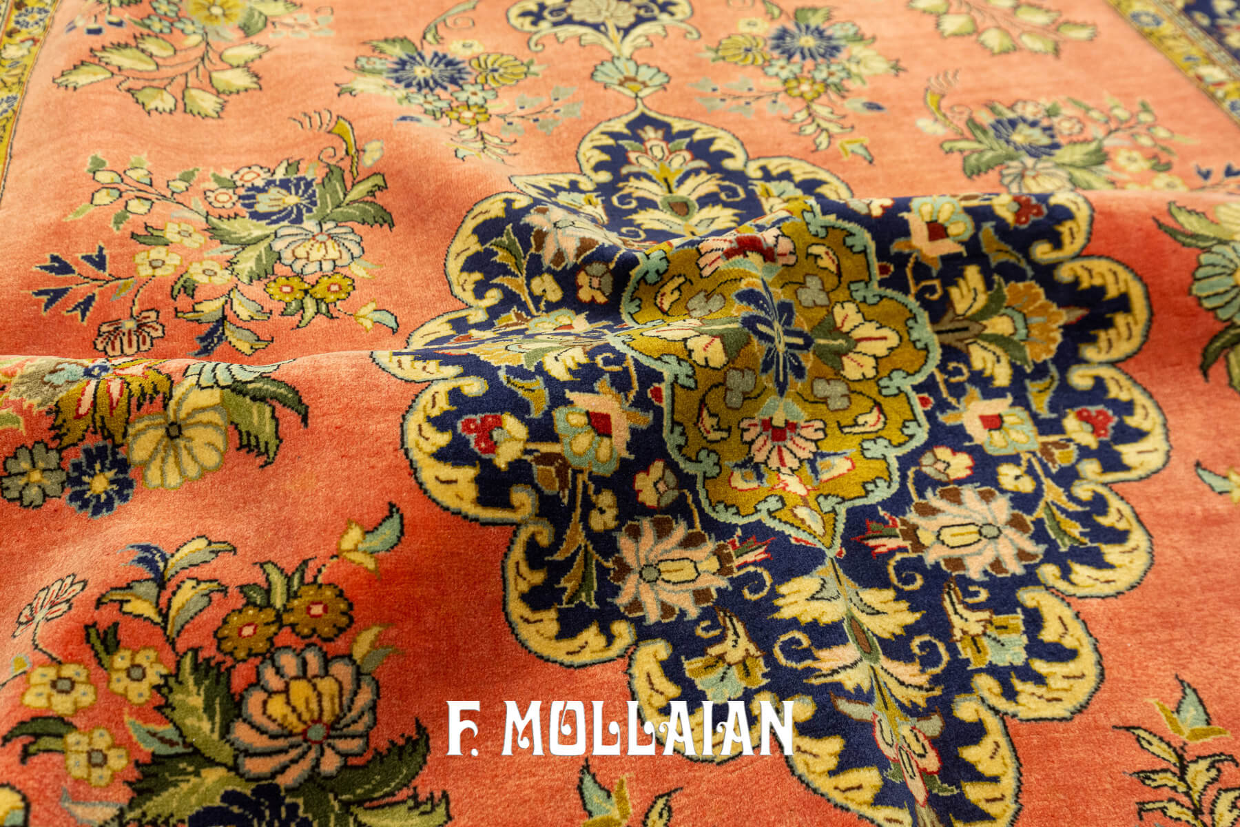 Tappeto Qum Persiano con Motivo Floreale di Kurk Lana (207×140 cm)