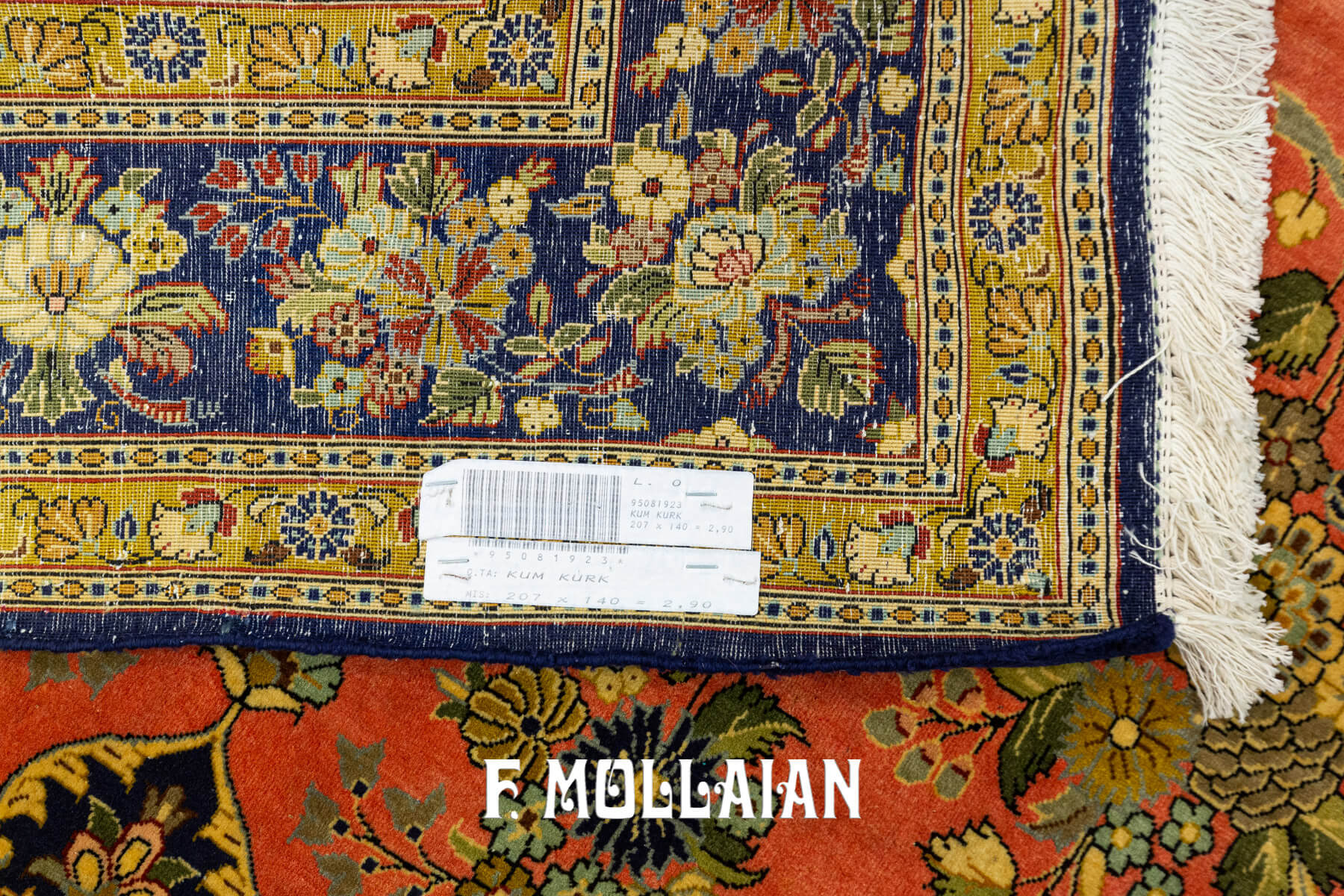 Tappeto Qum Persiano con Motivo Floreale di Kurk Lana (207×140 cm)