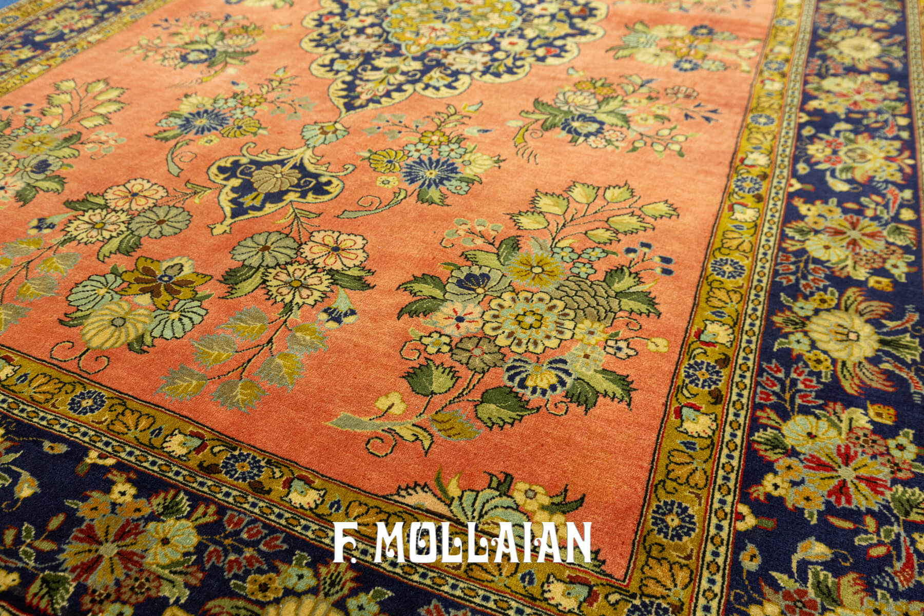 Tappeto Qum Persiano con Motivo Floreale di Kurk Lana (207×140 cm)